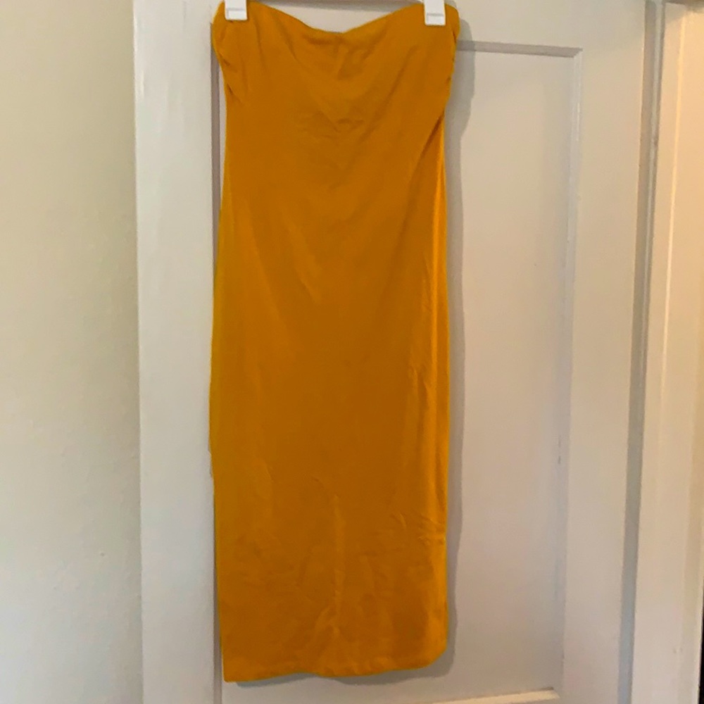 Rihanna tube dress mustard
